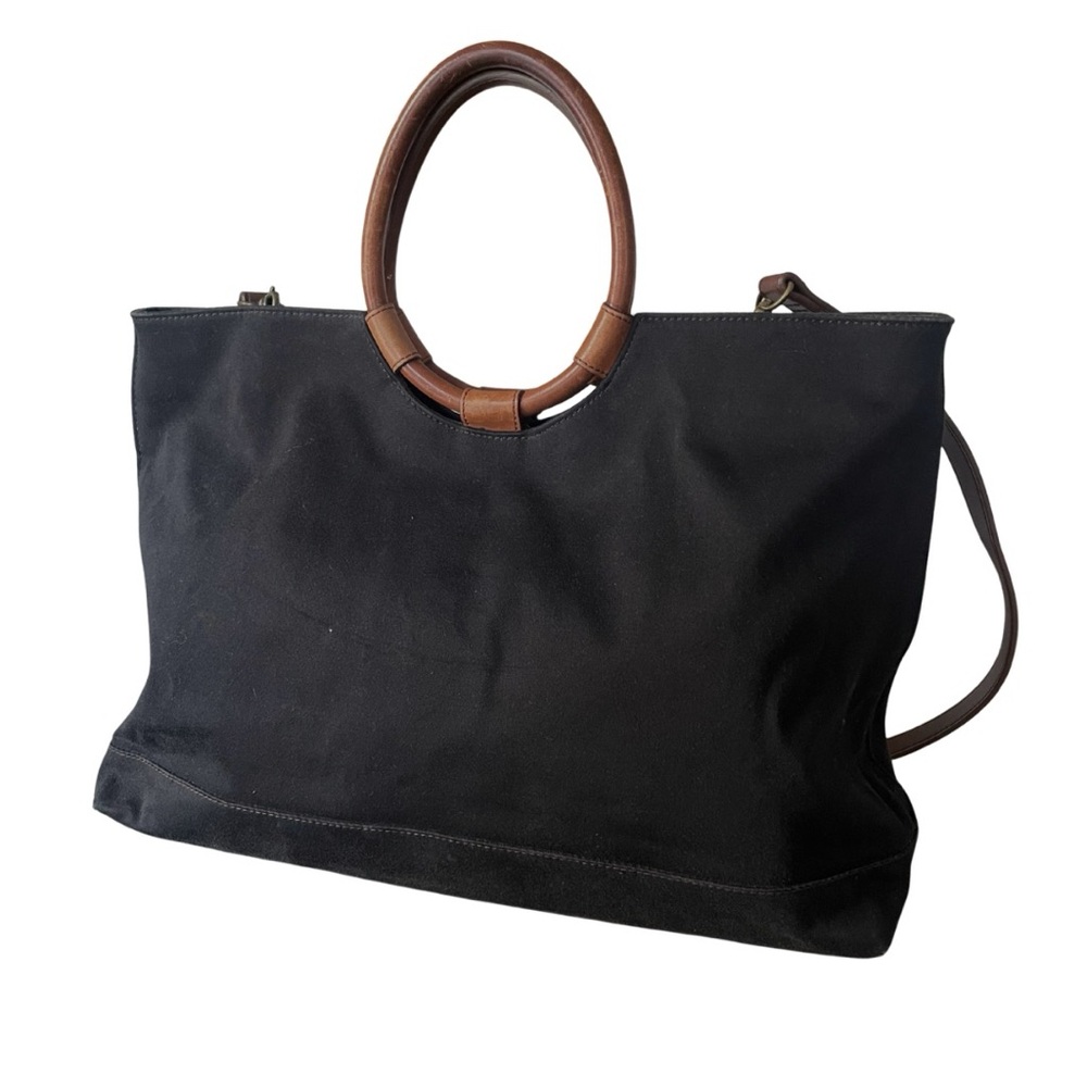 Vintage Fossil Canvas & Leather Tote Bag